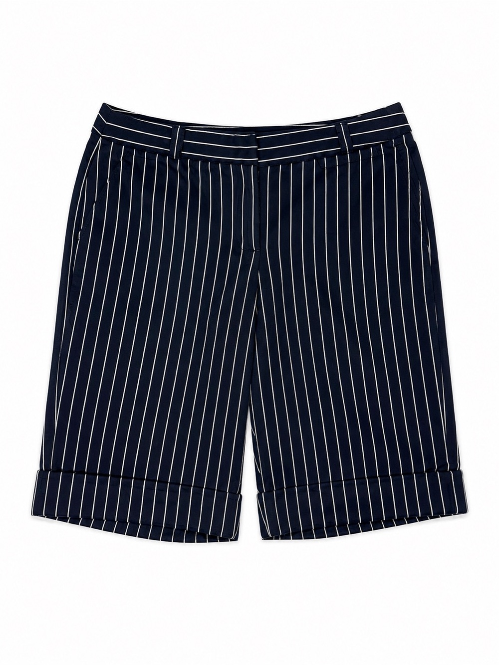 Charter Club Golf Collection Allison Fit Pinstripe Bermuda Shorts Size 4 Navy